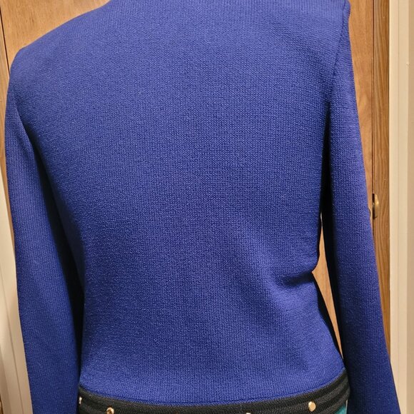 St. John By Marie Gray Collection Cobalt Blue with Black Trim Santana Knit Size - Picture 4 of 7